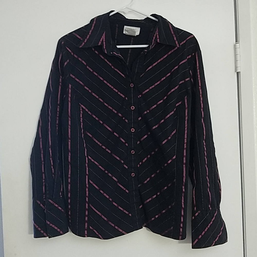 Long sleeve shimmery striped shirt